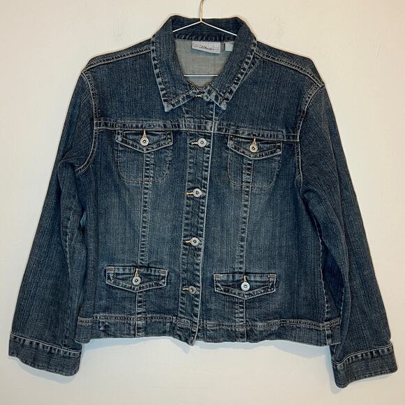 Chico's Platinum Denim Jacket Size 2 - Picture 1 of 11